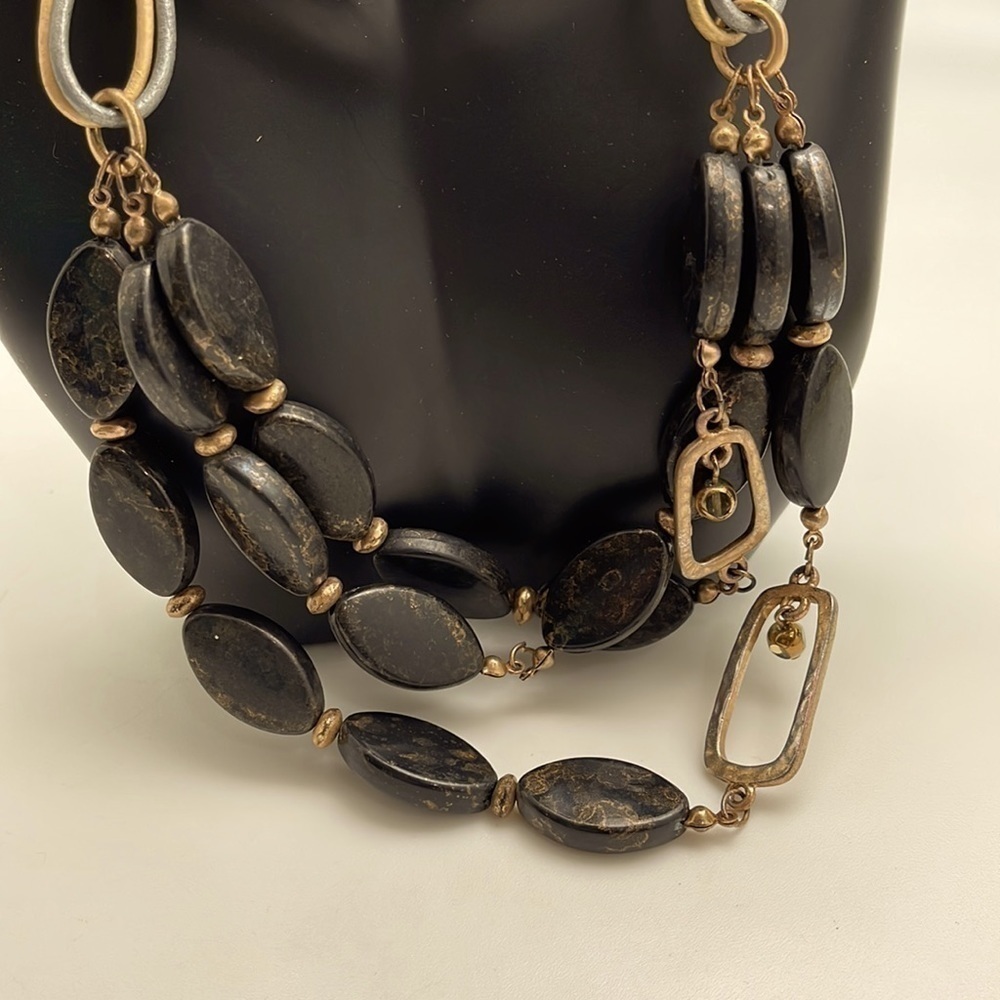 CHICOS necklace brown and gold tones